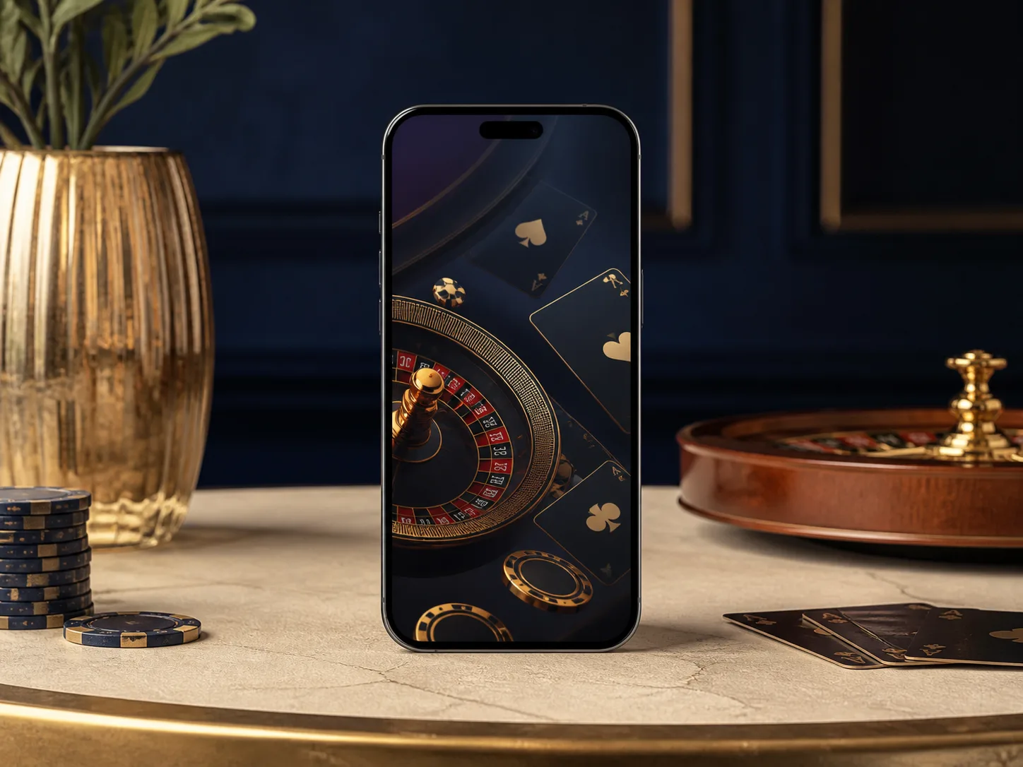 Interface genérica de entretenimento de cassino apresentada em um celular